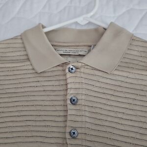 Tan Polo Shirt with Classic Stripes